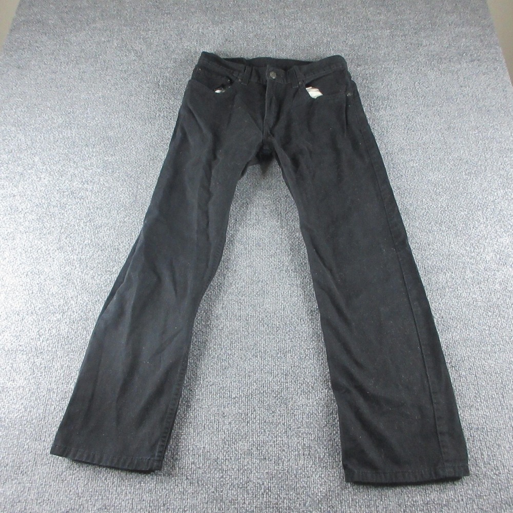 Levis 505 Jeans Mens 28x28 Black Straight Denim Dark Wash‎ Stretch Casual Work